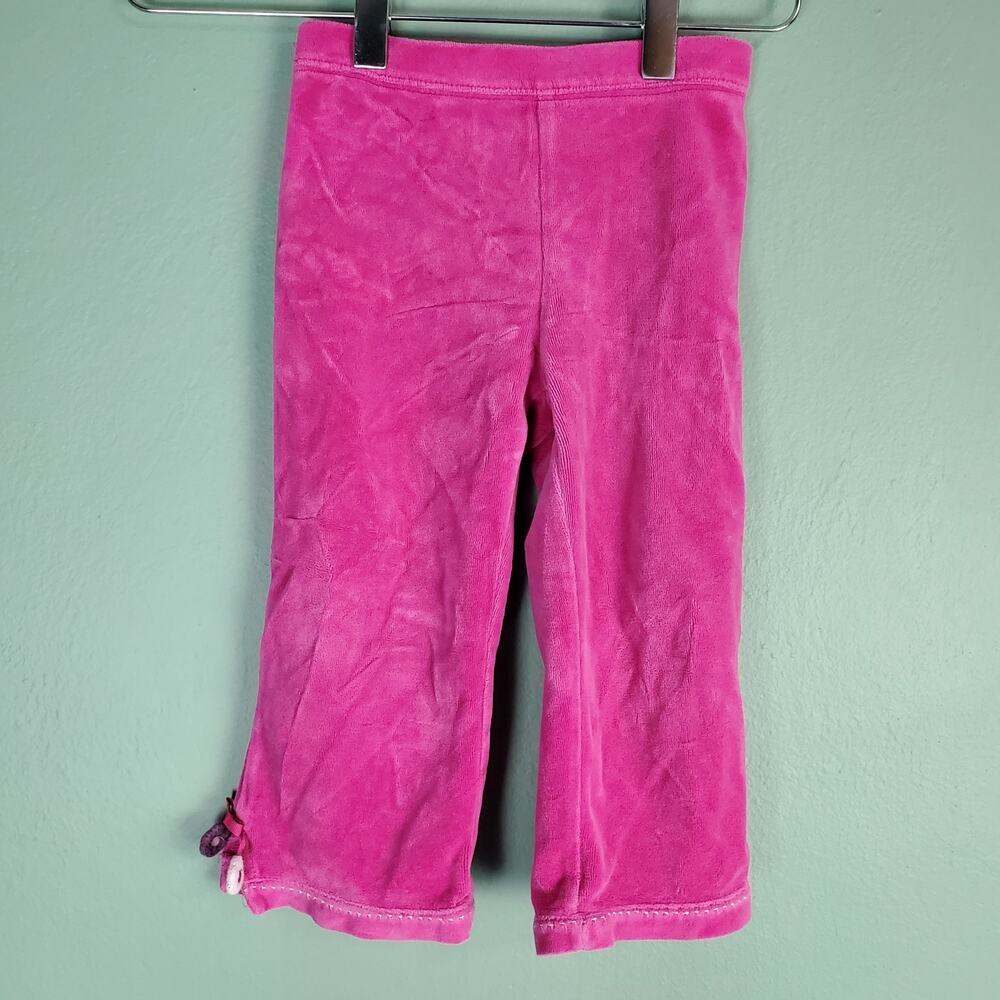 Gymboree Girl's Fall Forest Pink Crochet Flower Velour Pants Size 2T